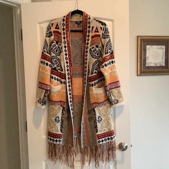 New Aztec Fringed Cardigan - Picture 1 of 3